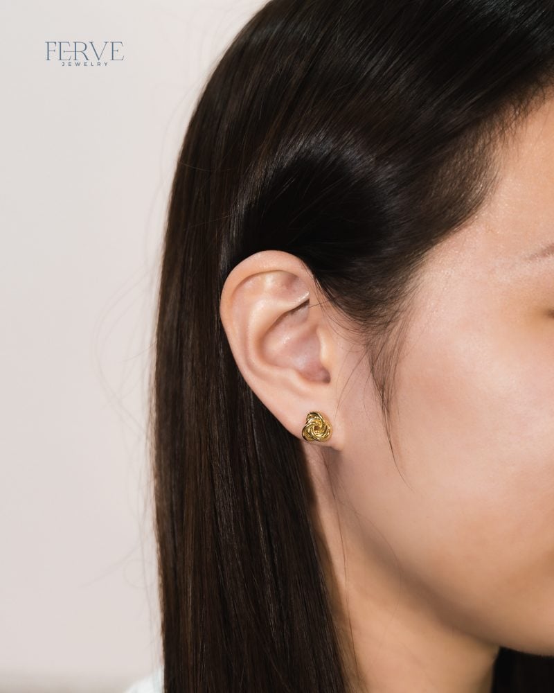 GOLD IDA STUD EARRINGS - Image 3