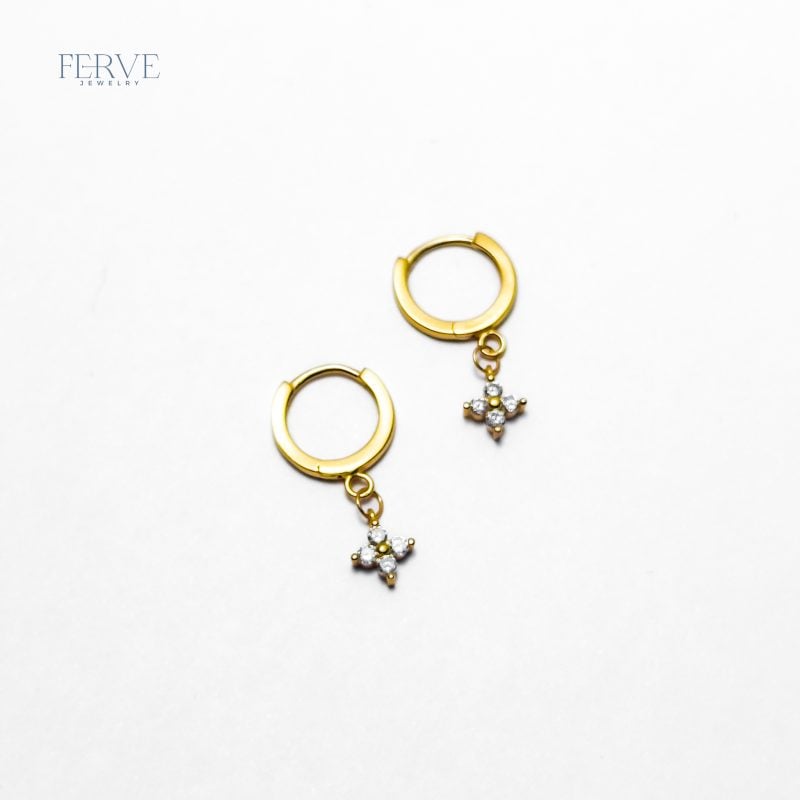 GOLD LEA HUGGIE EARRINGS