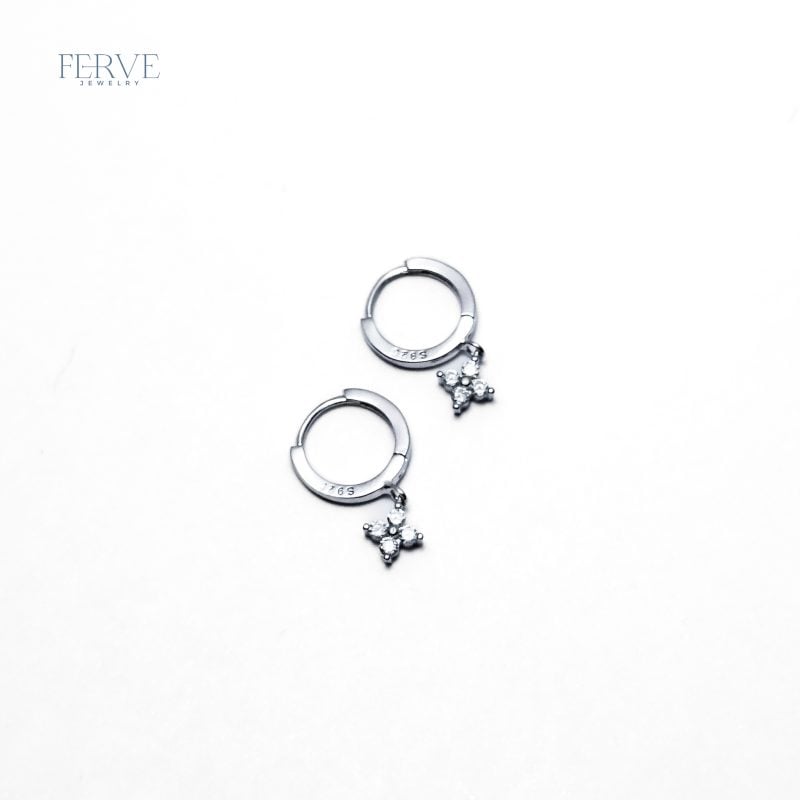 SILVER LEA HUGGIE EARRINGS