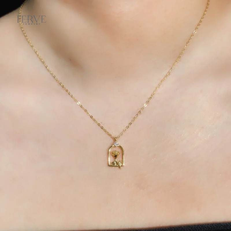 GOLD ARIA ROSE NECKLACE - Image 3