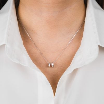 SILVER EMMA NECKLACE ON NECK