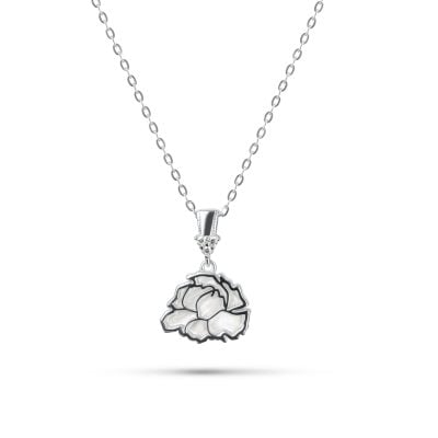 Silver Camellia Necklace